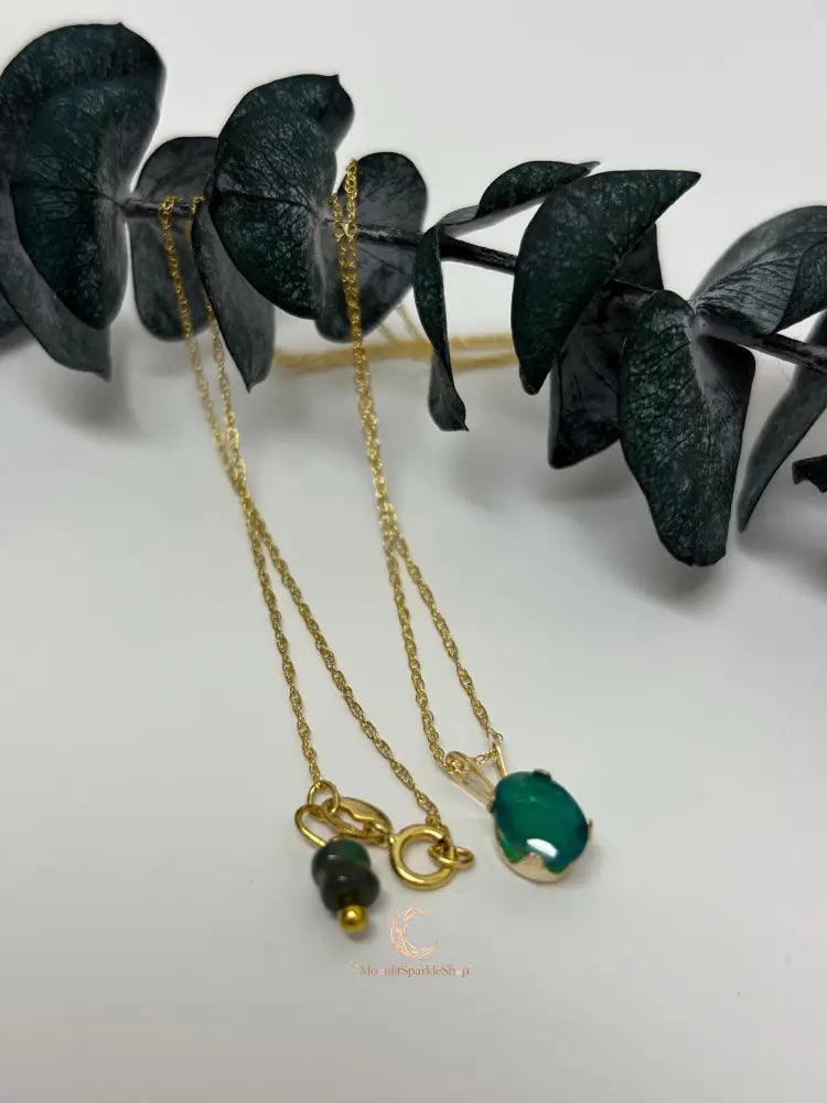 Dark Blue Ocean Opal Necklace – 14K Gold Chain & Rare Gemstone Pendant Jewelry