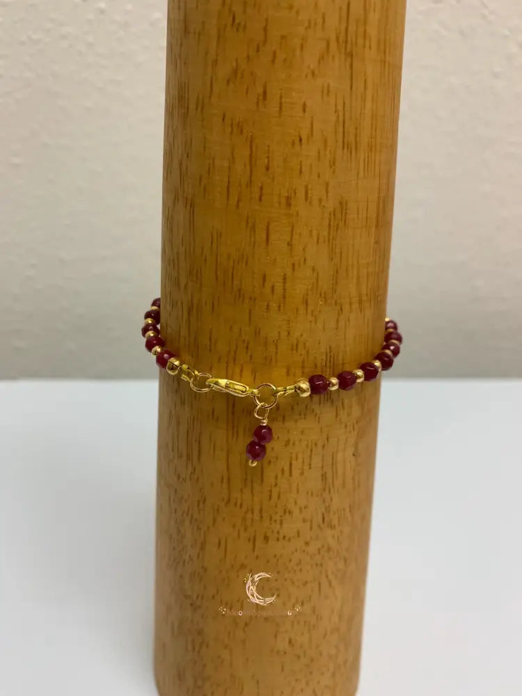 Red Andalusite Bracelet – Gold Plated Gemstone Stackable Jewelry