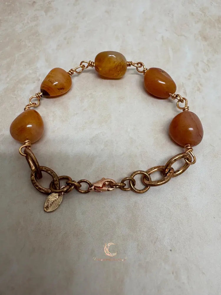Carnelian & Copper Bracelet – Chunky Gemstone Statement Jewelry