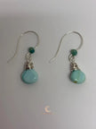Blue Peruvian Opal Earrings – Silver Wire Wrapped Drop Gemstone Jewelry